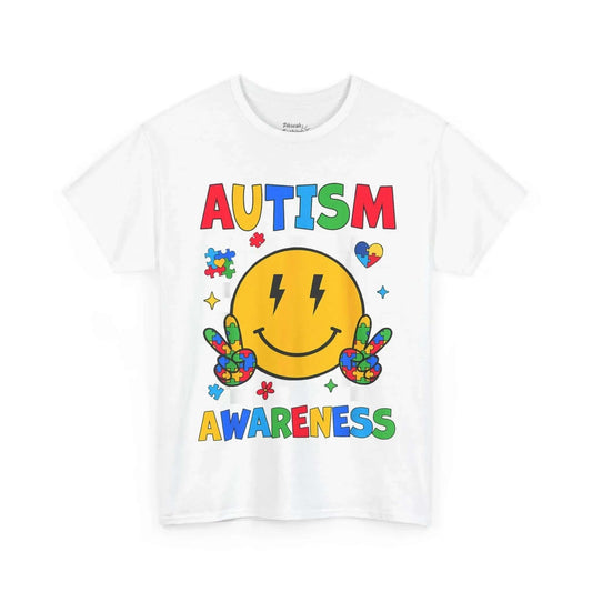 White Autism Awareness Smile Peace Tee