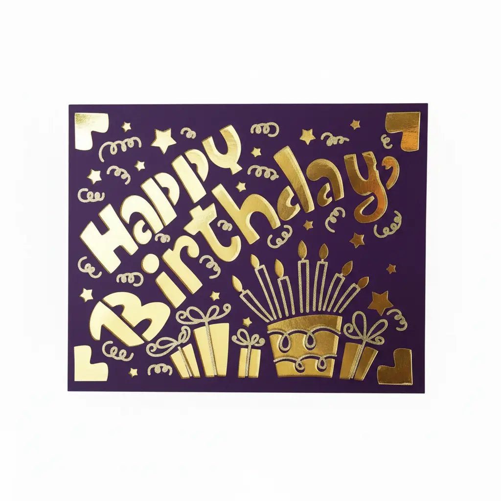 Birthday Card – Purple / Gold / Happy Birthday | Phresh Fashion
