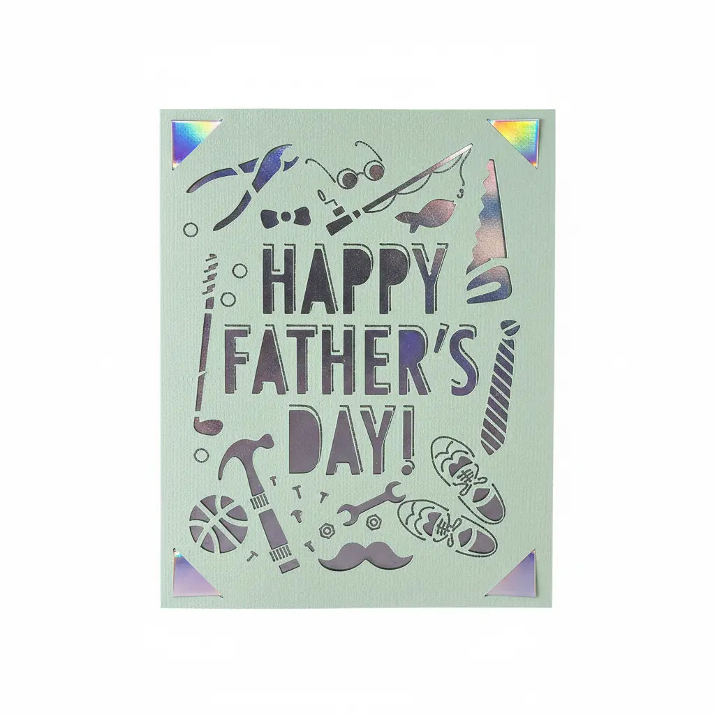 Father's Day Card – Light Green / Silver / Happy Father's Day | Phresh Fashion