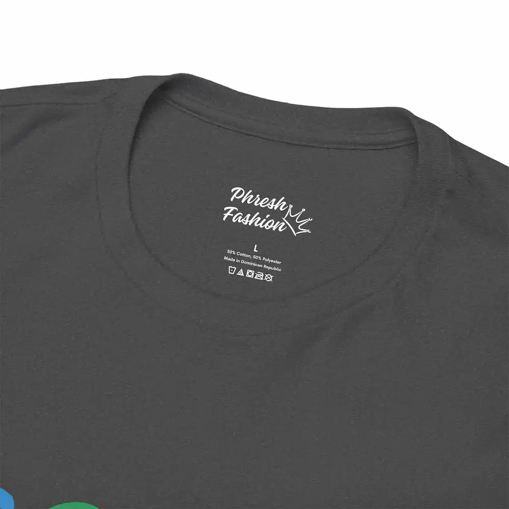 Close-up of a dark gray Sorry For What My Face Said Tee