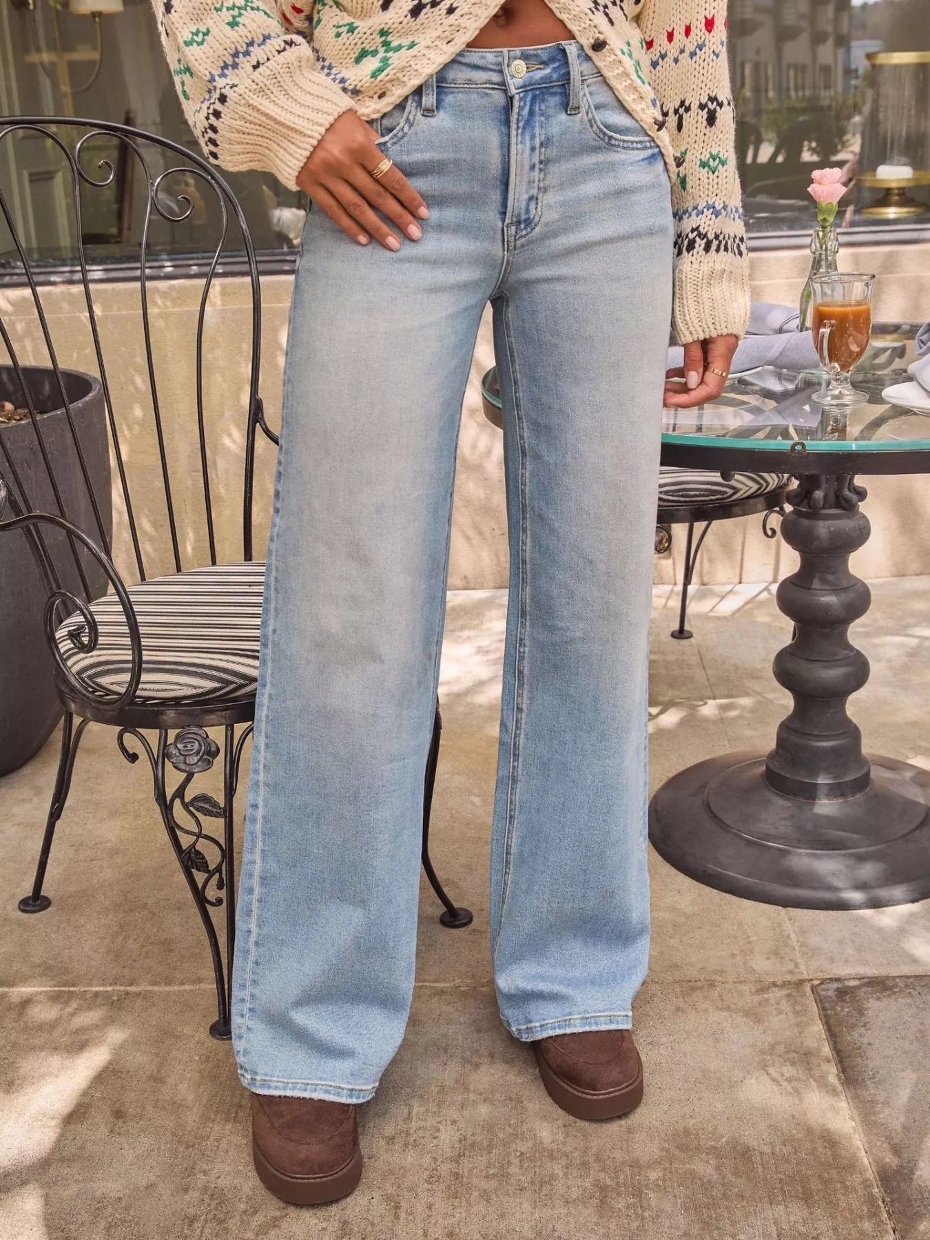 Washed Wide Leg Women Denim Jeans