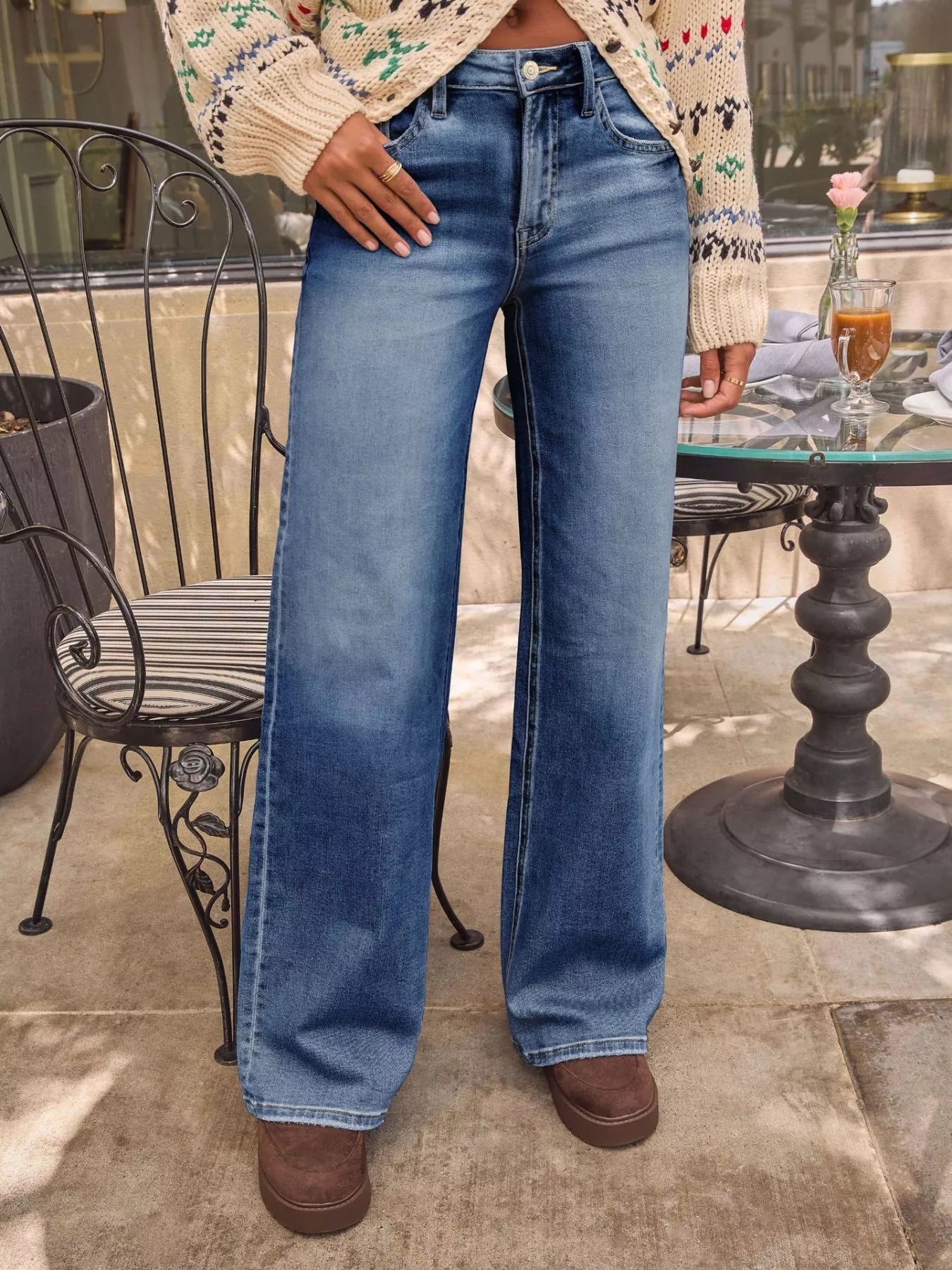 Washed Wide Leg Women Denim Jeans