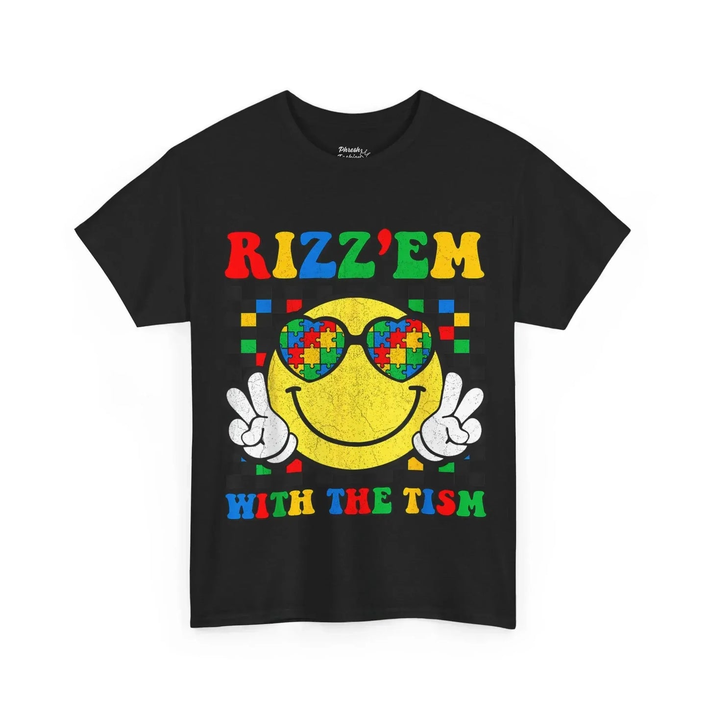 Rizz'em With The Tism Smiley Tee - Phresh Fashion 