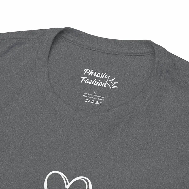 Gray t-shirt with 'Phreshly Fashion' branding on a white background