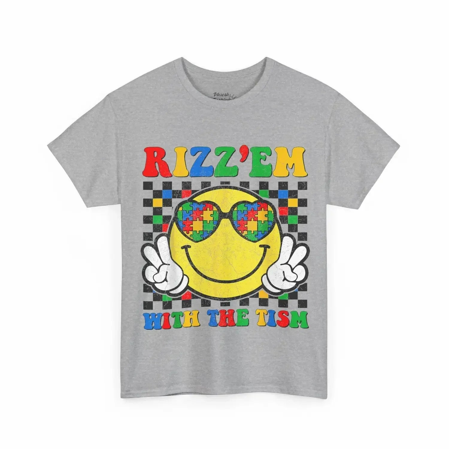 Rizz'em With The Tism Smiley Tee - Phresh Fashion 