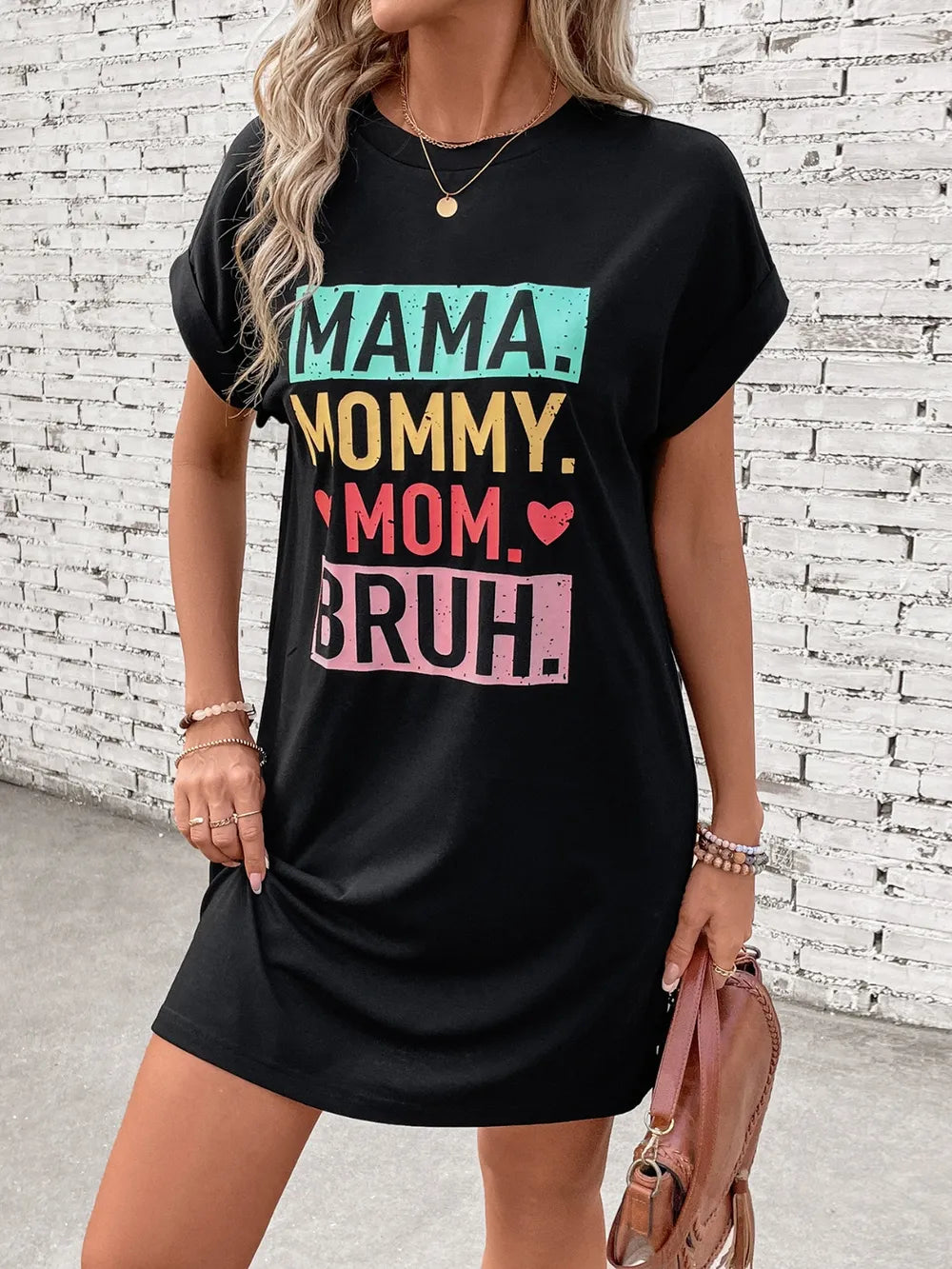 Short Sleeve Mini Tee Mum Dress