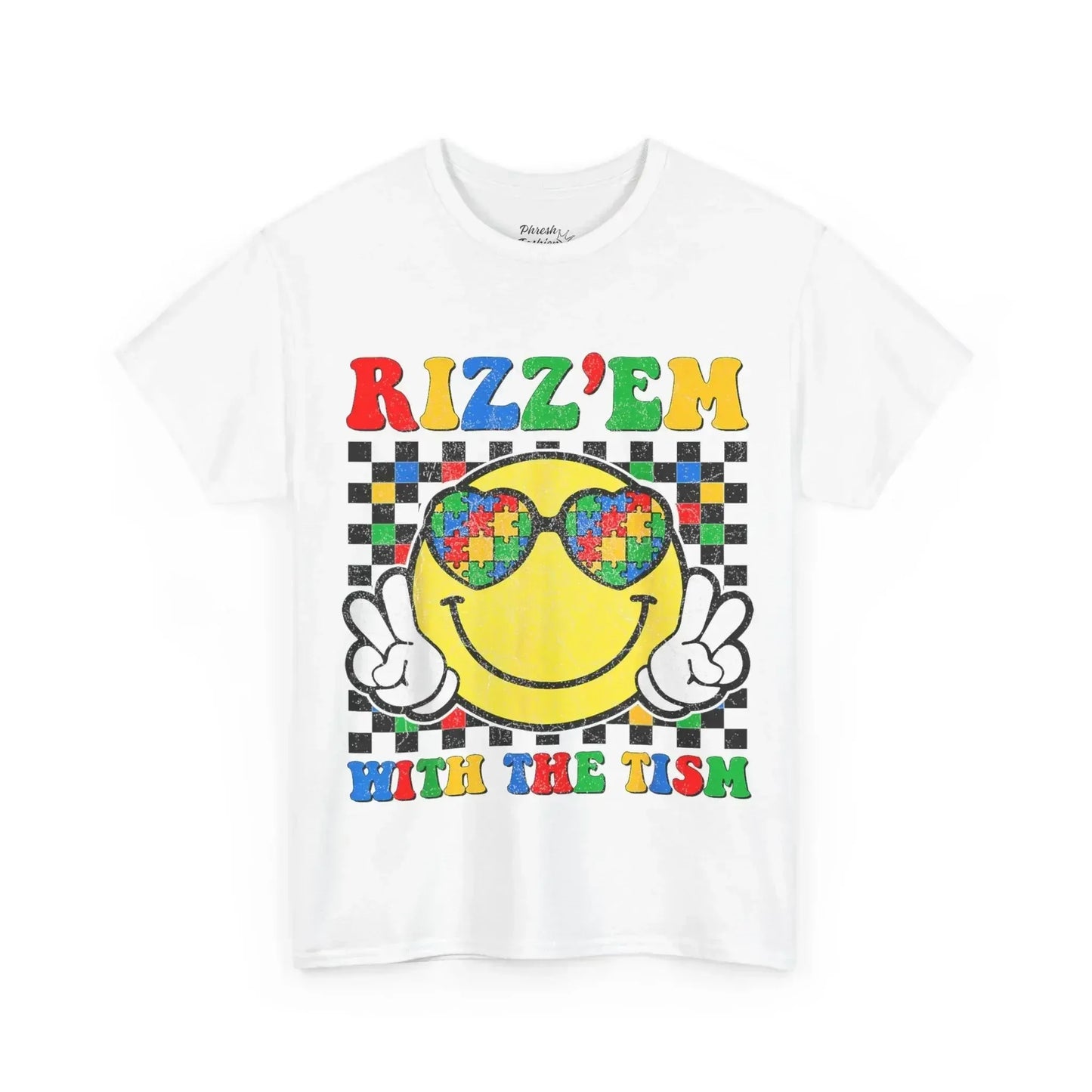 Rizz'em With The Tism Smiley Tee - Phresh Fashion 