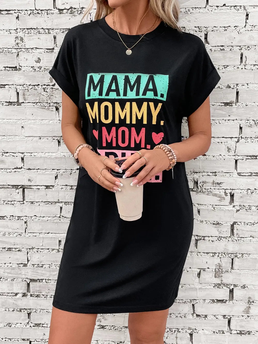 Short Sleeve Mini Tee Mum Dress