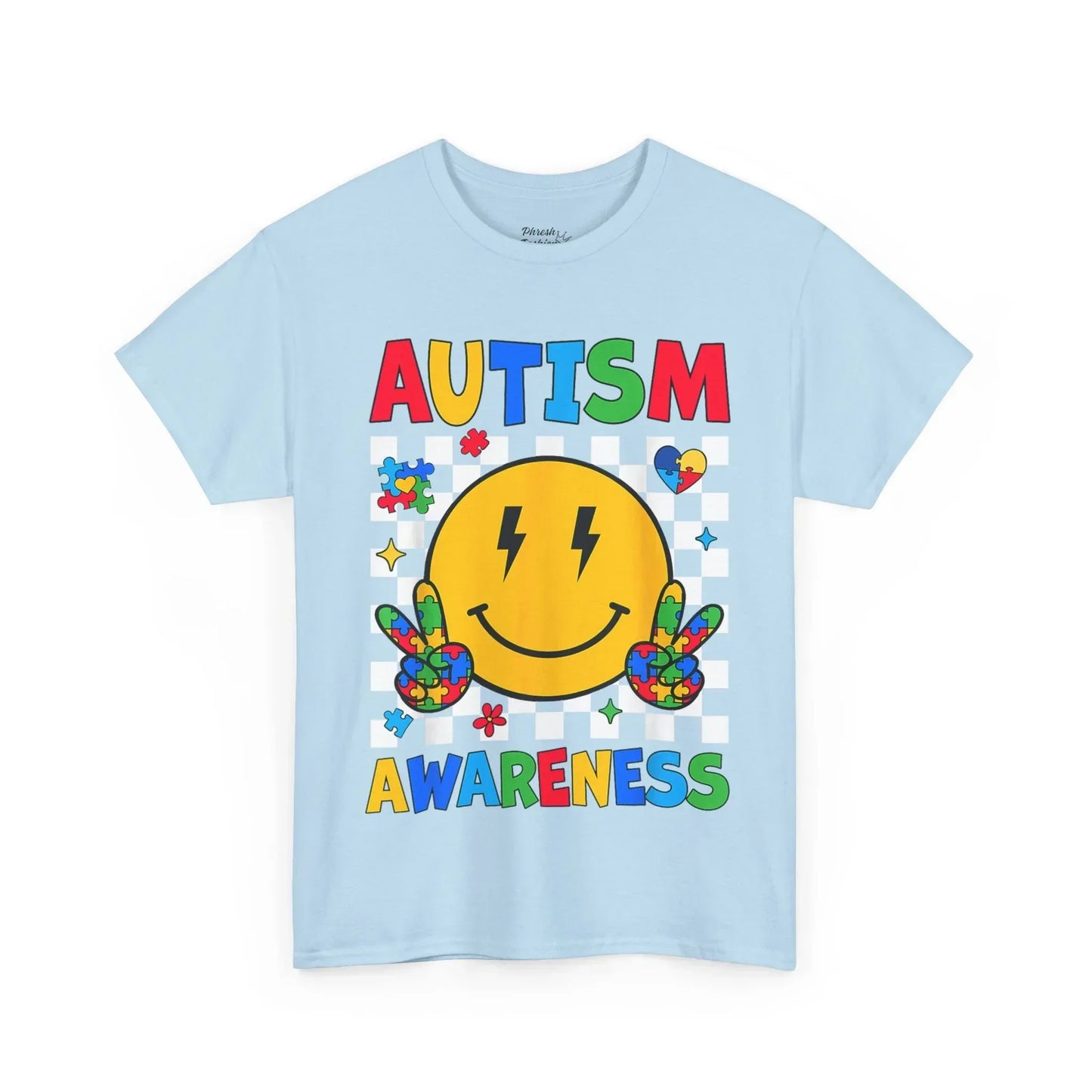 Autism Awareness Smile Tee — Colorful Puzzle Peace Sign T-Shirt - Phresh Fashion 