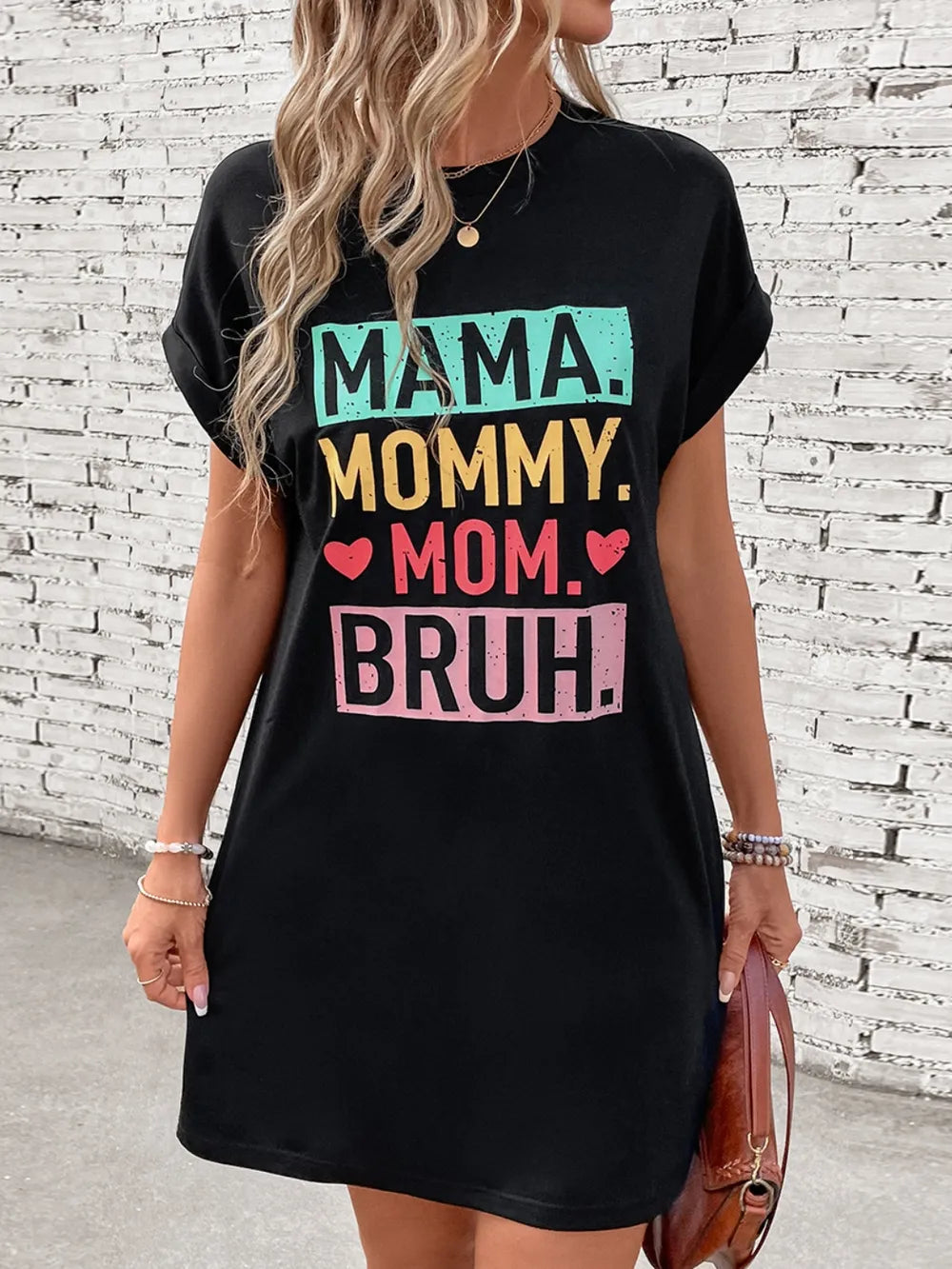 Short Sleeve Mini Tee Mum Dress