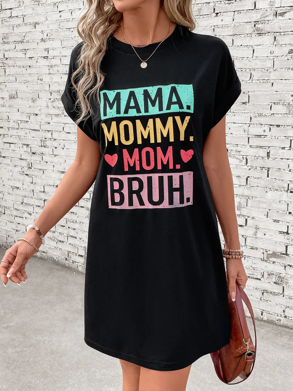 Short Sleeve Mini Tee Mum Dress