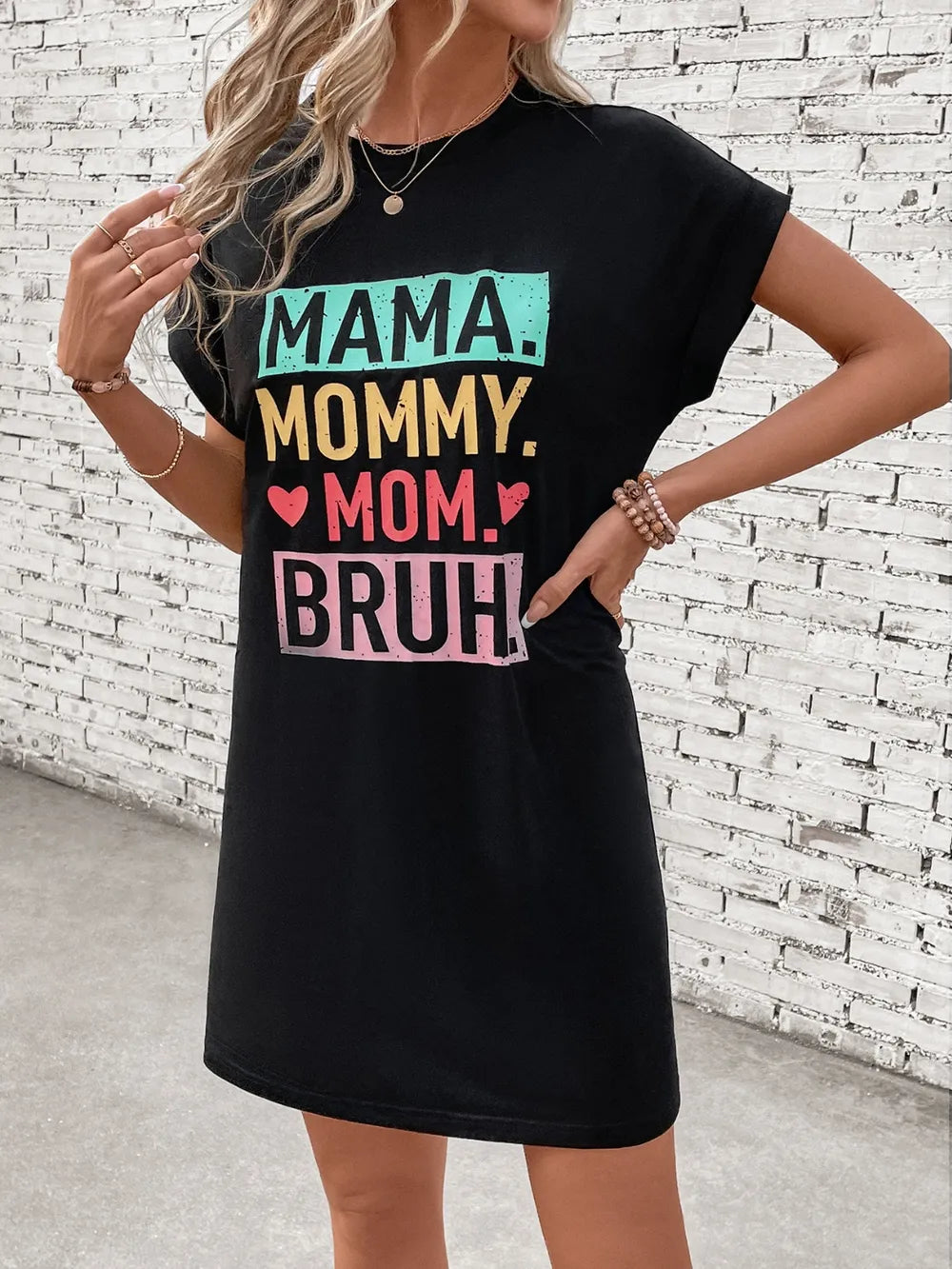 Short Sleeve Mini Tee Mum Dress