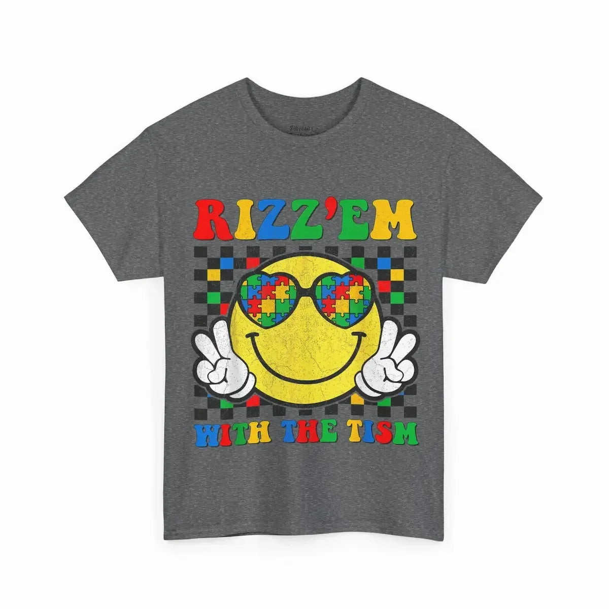 Rizz'em With The Tism Smiley Tee - Phresh Fashion 