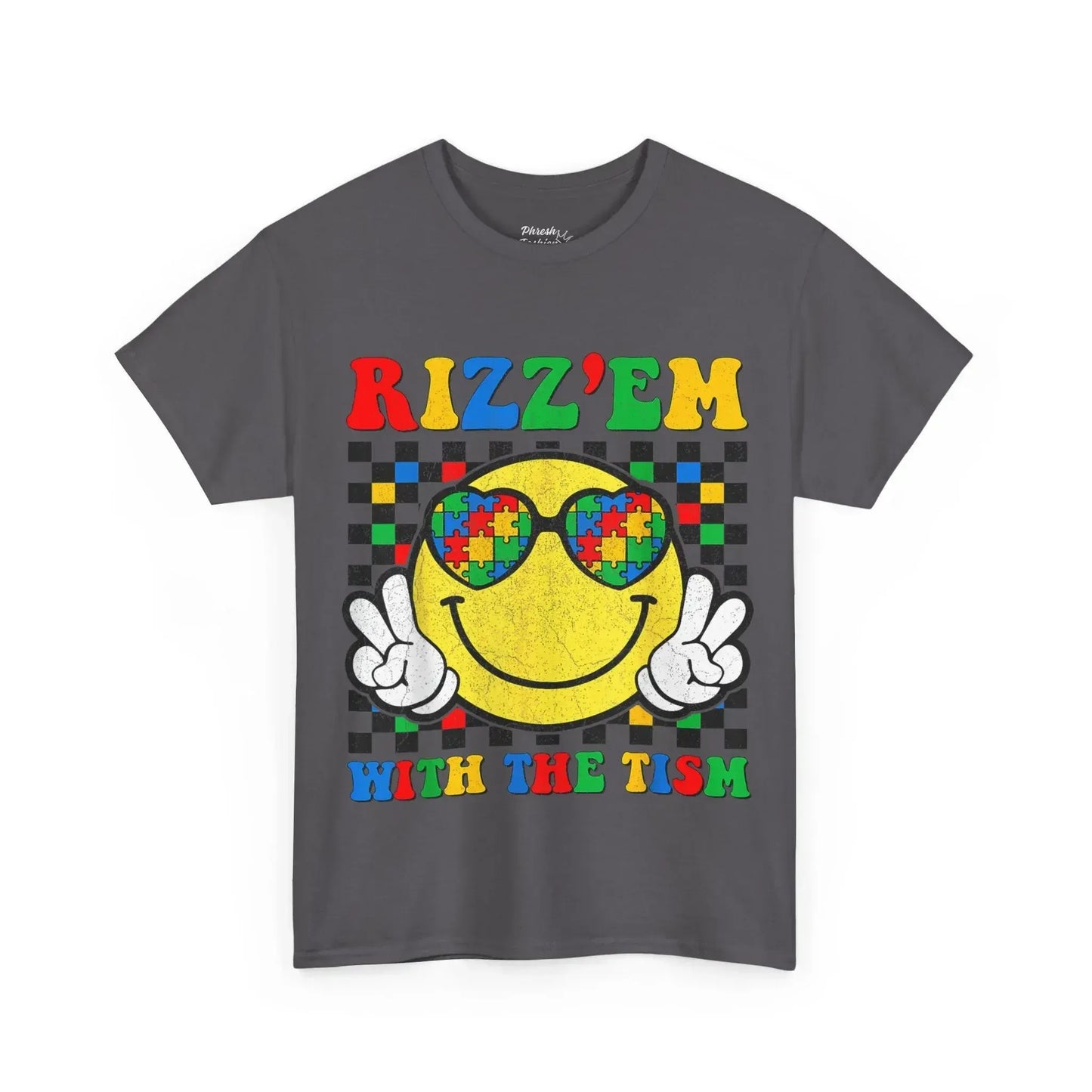 Rizz'em With The Tism Smiley Tee - Phresh Fashion 