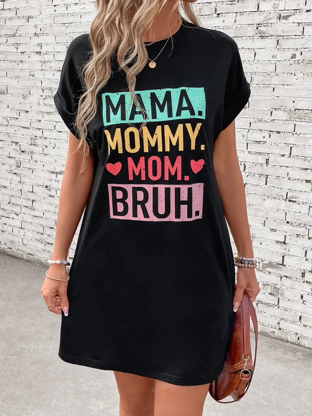 Short Sleeve Mini Tee Mum Dress