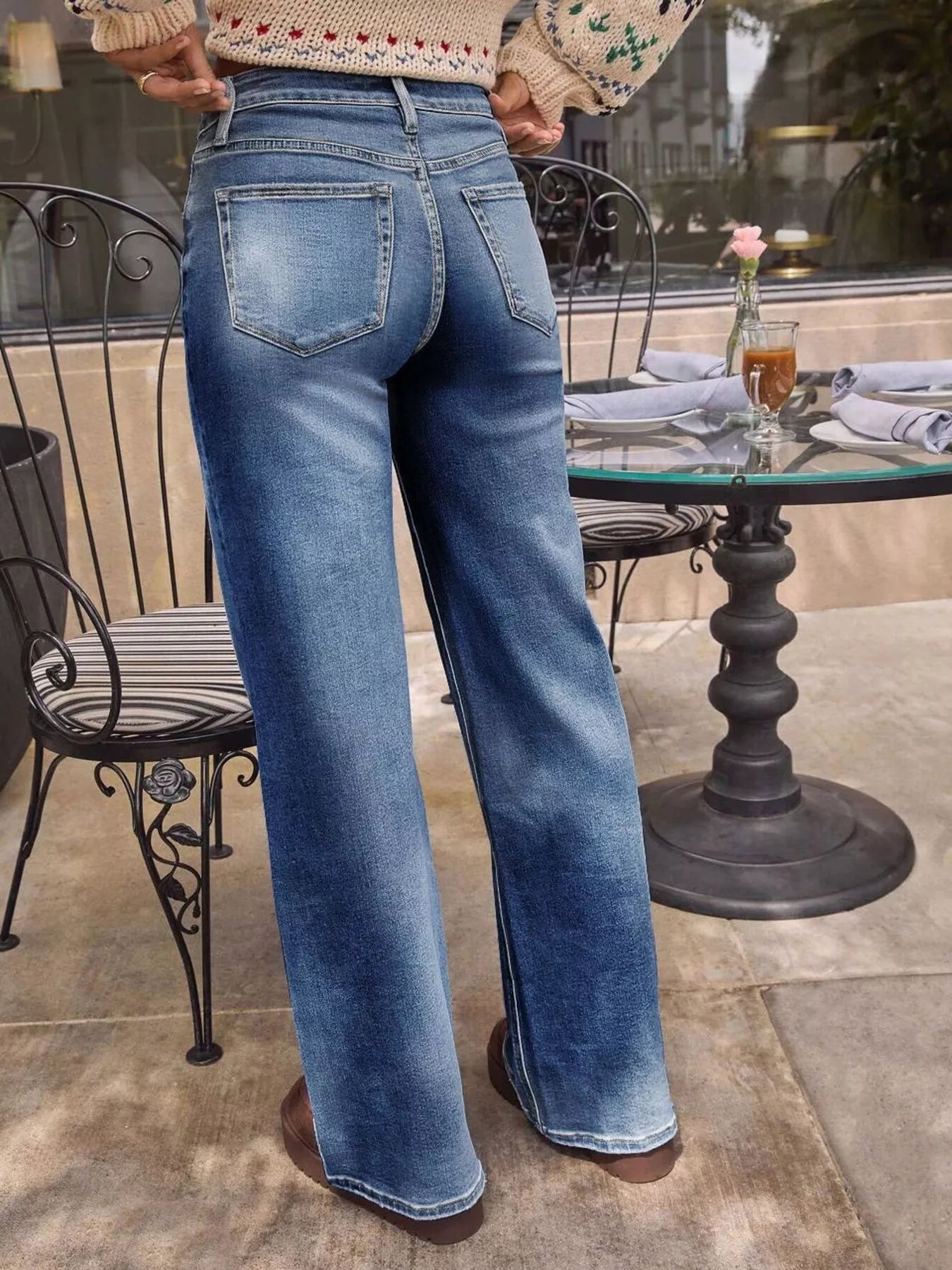 Washed Wide Leg Women Denim Jeans