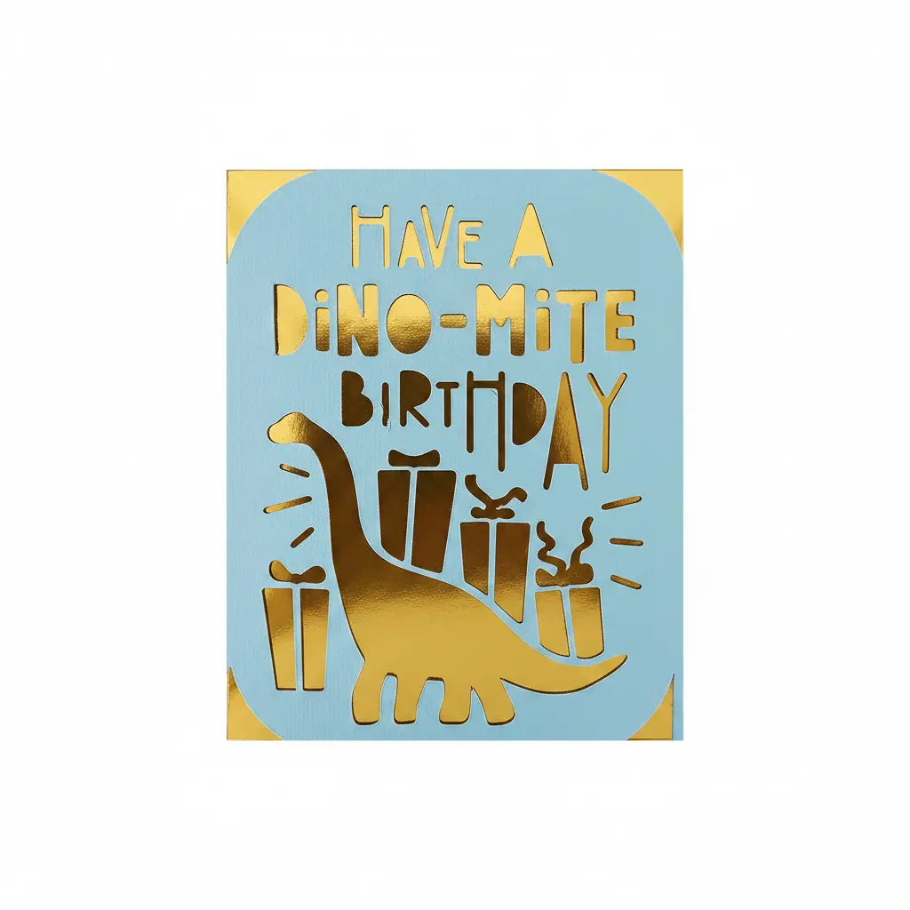 Birthday Card – Light Blue / Gold / Dino-Mite | Phresh Fashion