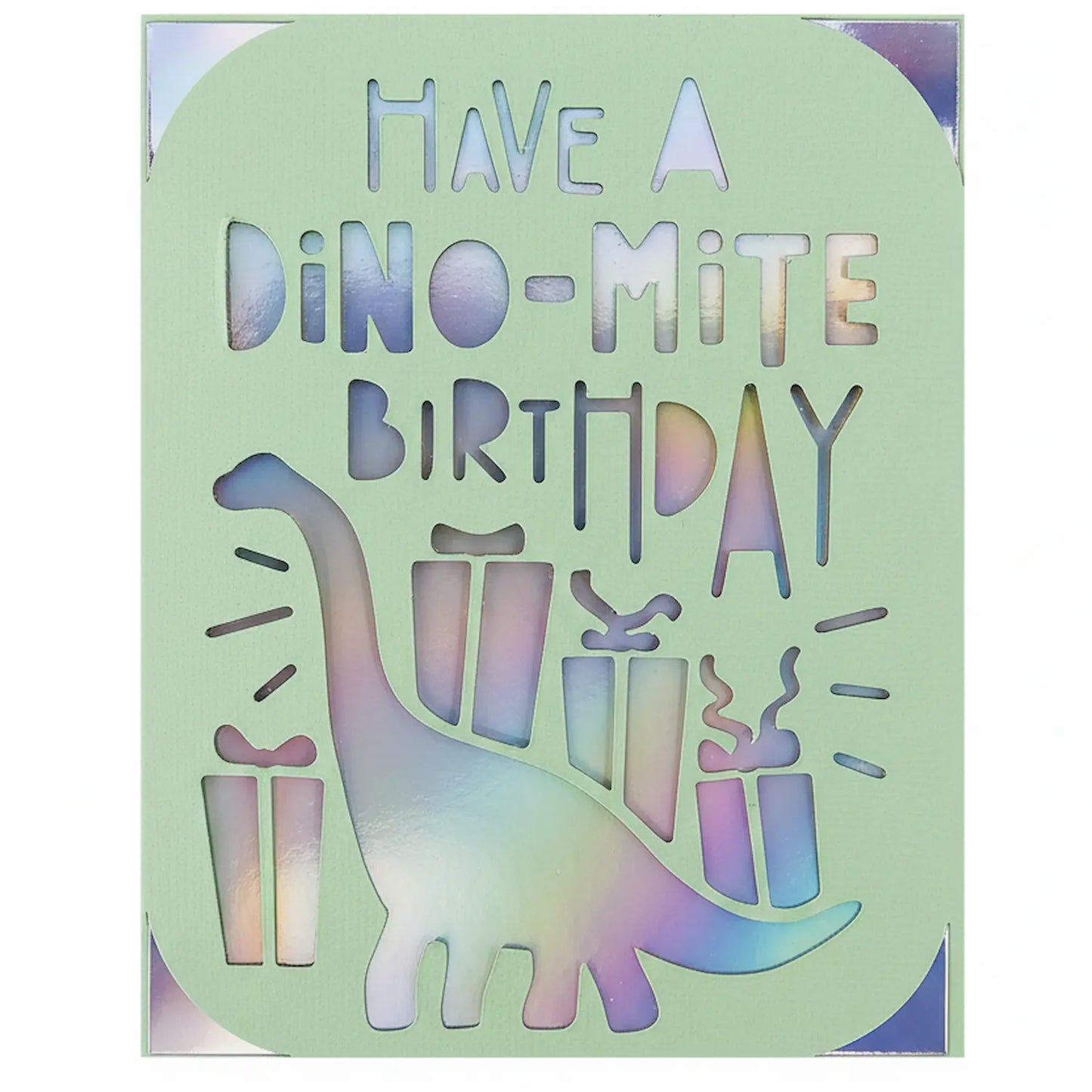 Birthday Card – Light Green / Silver / Dino-Mite | Phresh Fashion
