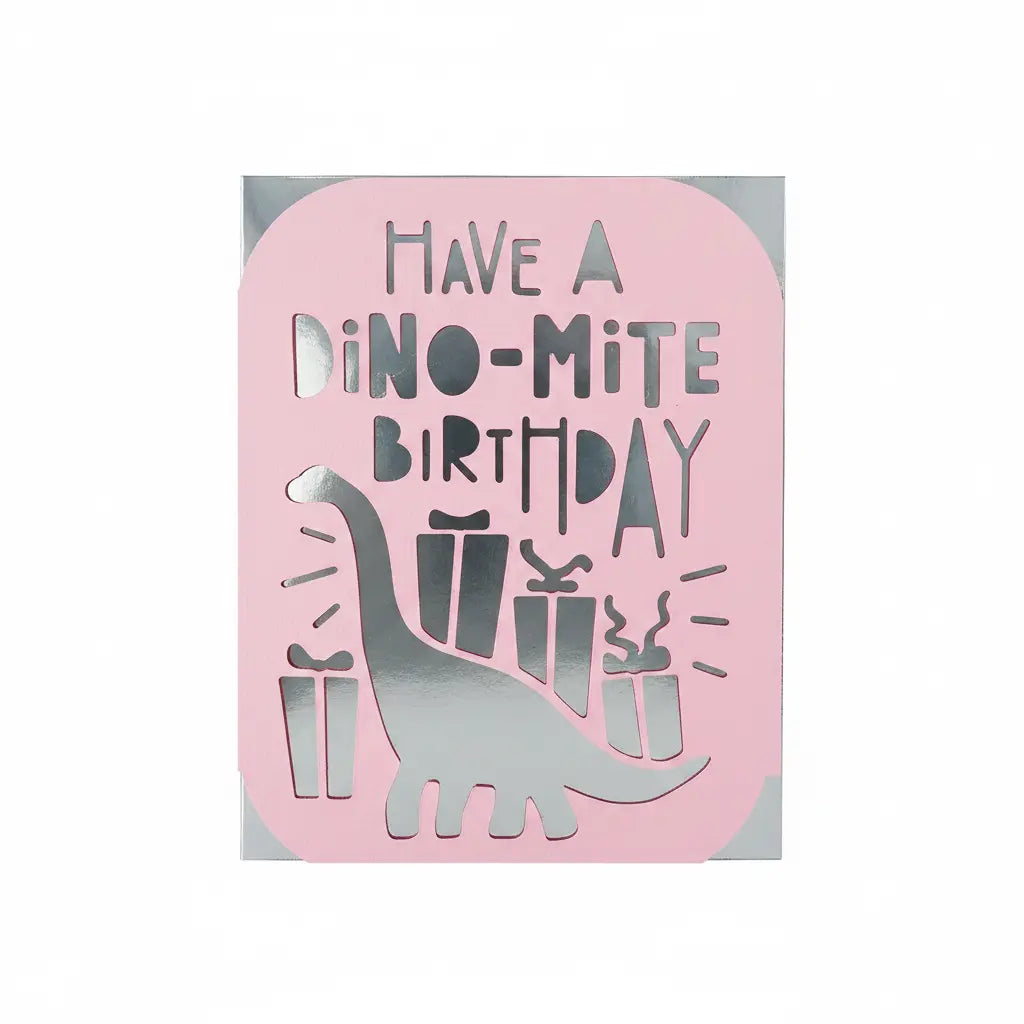 Birthday Card – Pink / Silver / Dino-Mite | Phresh Fashion