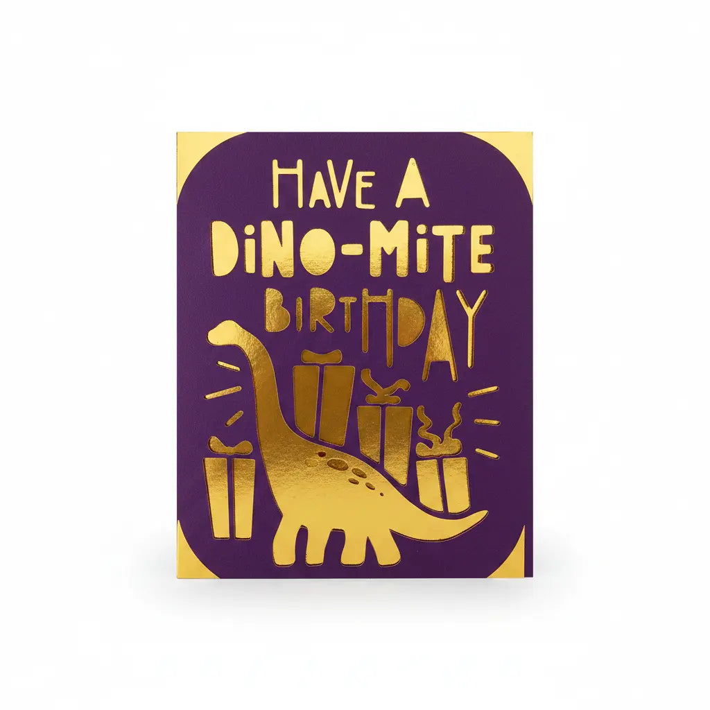 Birthday Card – Purple / Gold / Dino-Mite | Phresh Fashion