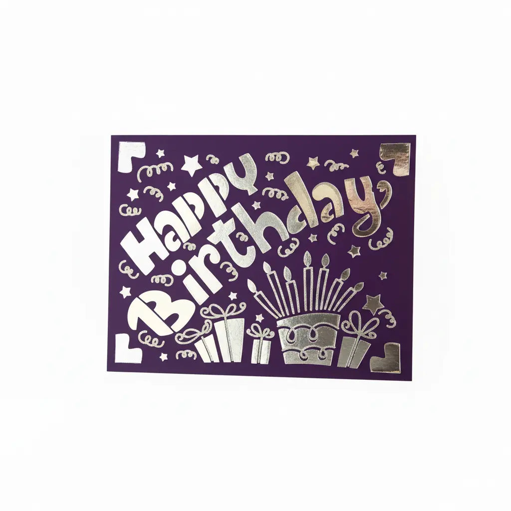 Birthday Card – Purple / Silver / Happy Birthday | Phresh Fashion