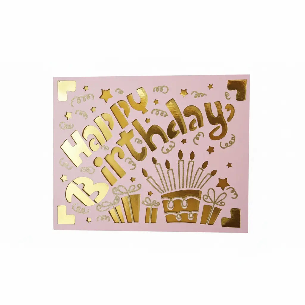 Birthday Card – Pink / Gold / Happy Birthday | Phresh Fashion