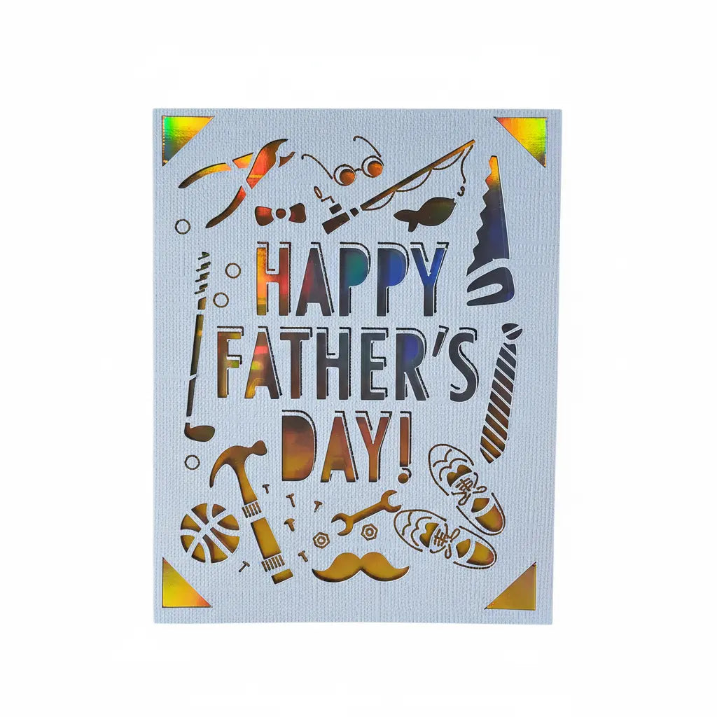 Father's Day Card – Light Blue / Gold / Happy Father's Day | Phresh Fashion