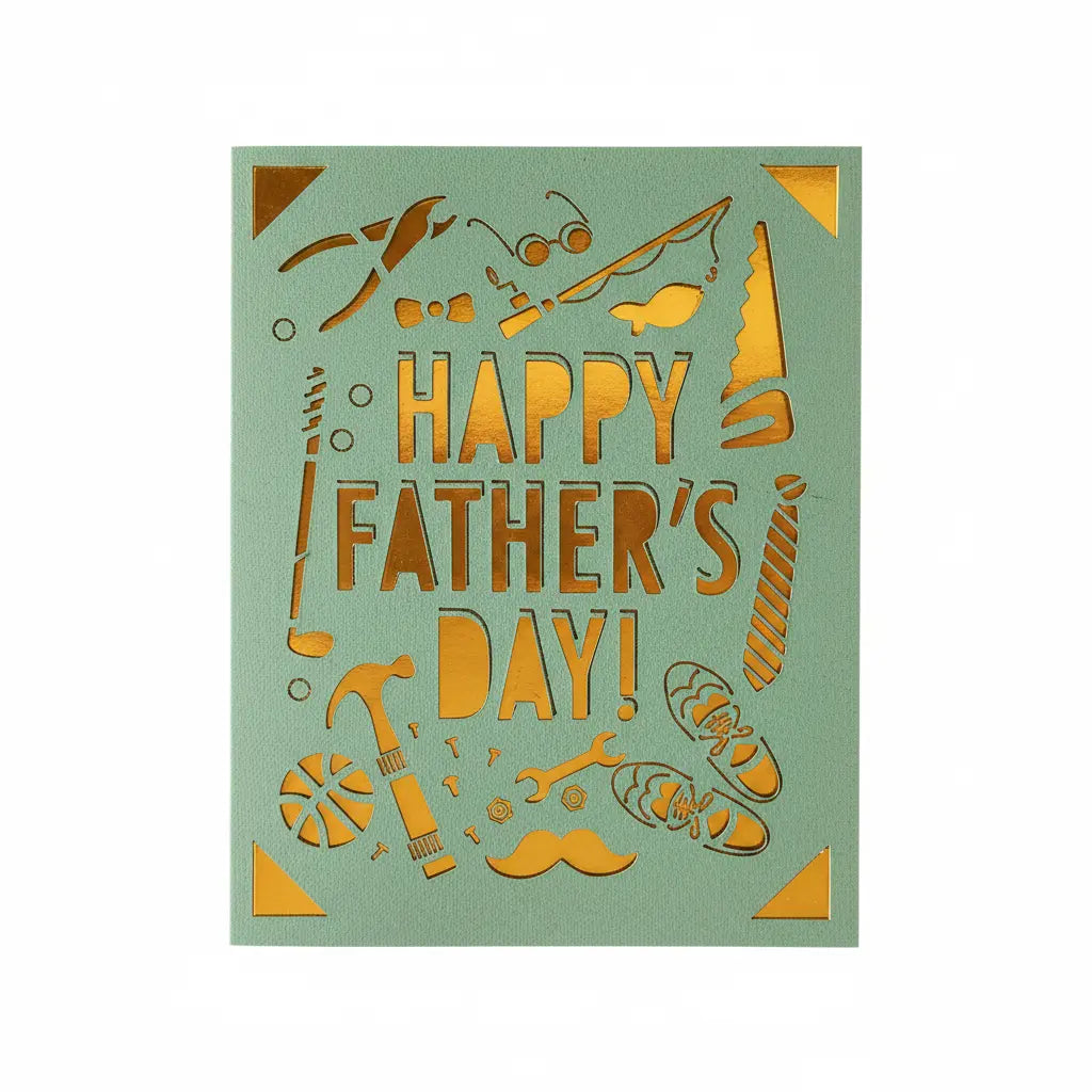 Father's Day Card – Light Green / Gold / Happy Father's Day | Phresh Fashion