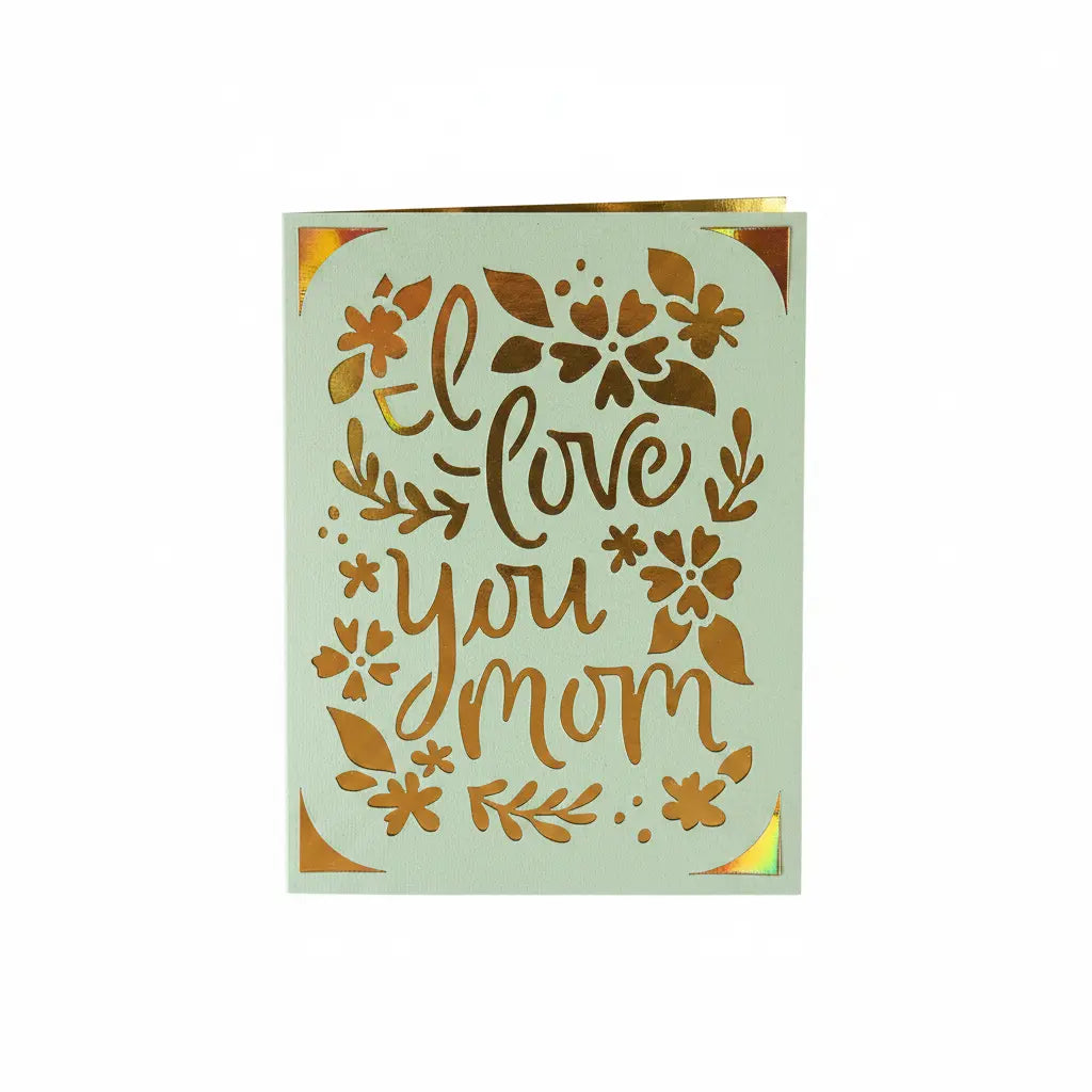 Mother's Day Card – Light Green / Gold / I Love You Mum | Phresh Fashion