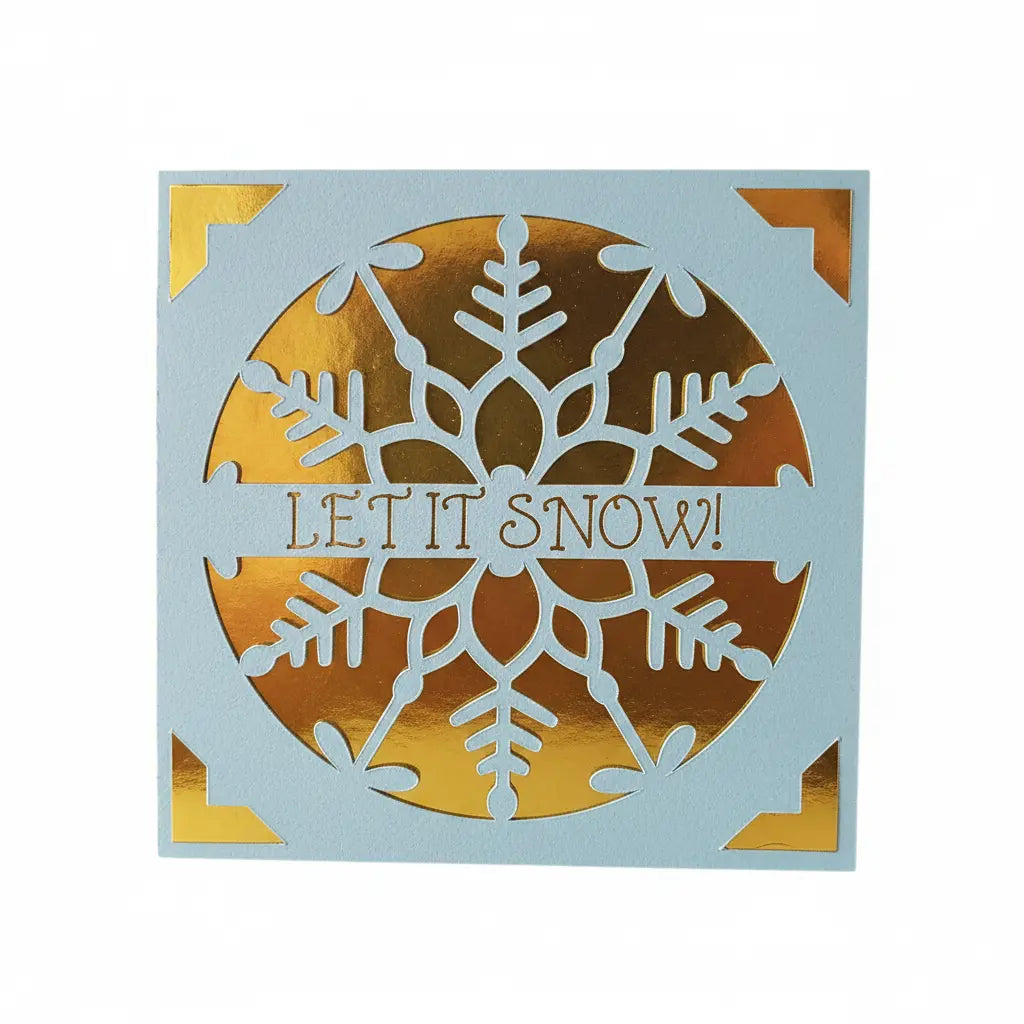 Christmas Card – Light Blue / Gold / Let It Snow | Phresh Fashion