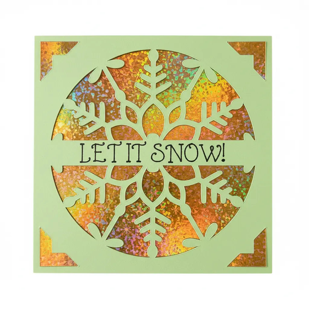 Christmas Card – Light Green / Gold / Let It Snow | Phresh Fashion