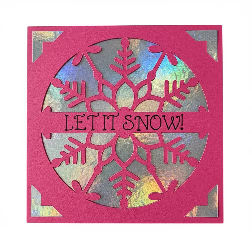 Christmas Card – Pink / Silver / Let It Snow | Phresh Fashion