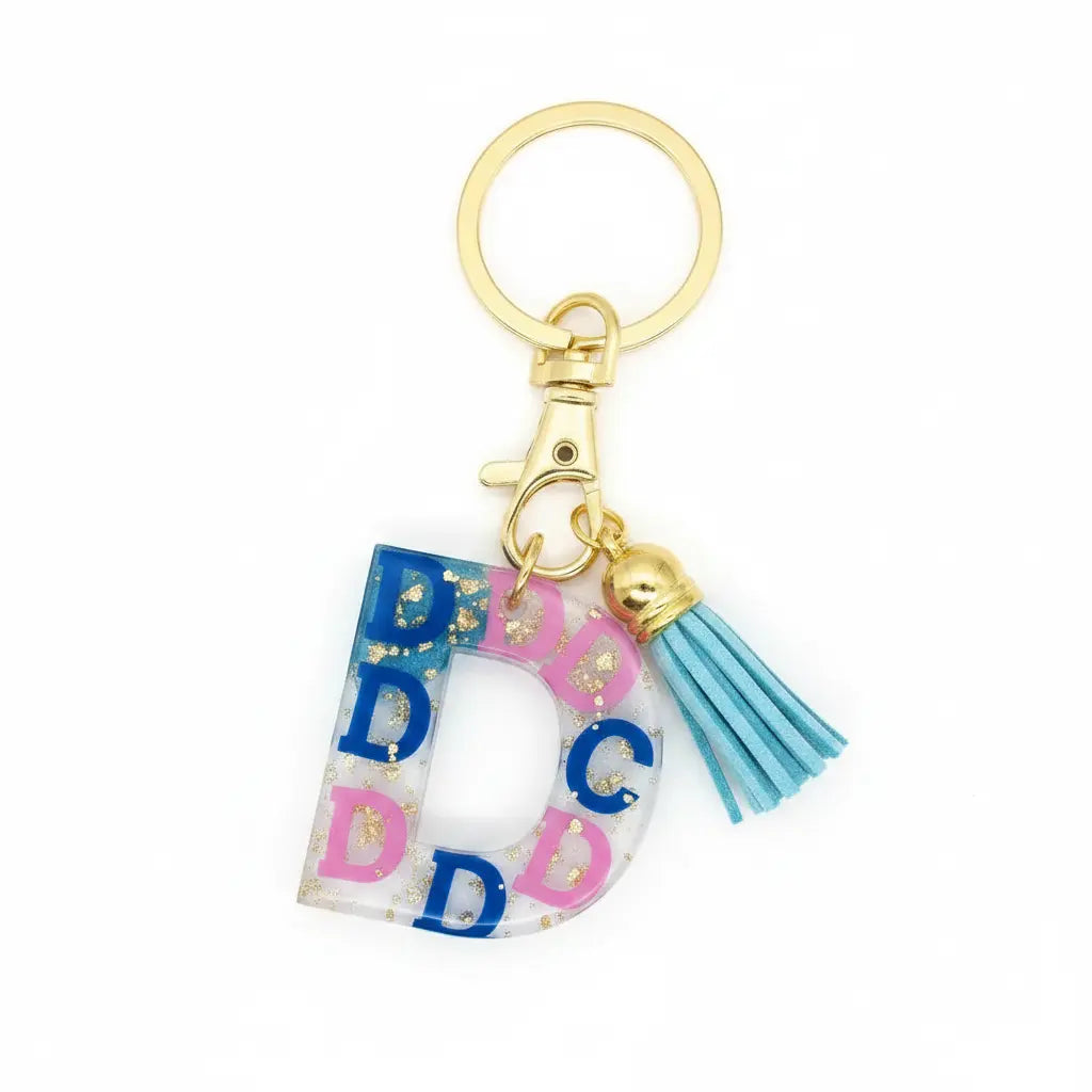Personalised Letter D Resin Keyring | Phresh Fashion
