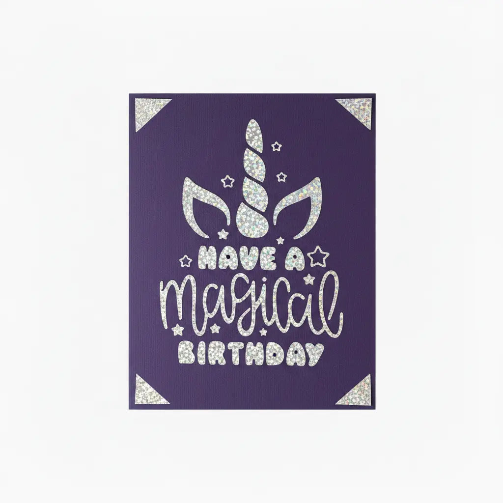Birthday Card – Dark Purple / Silver / Unicorn Magical | Phresh Fashion