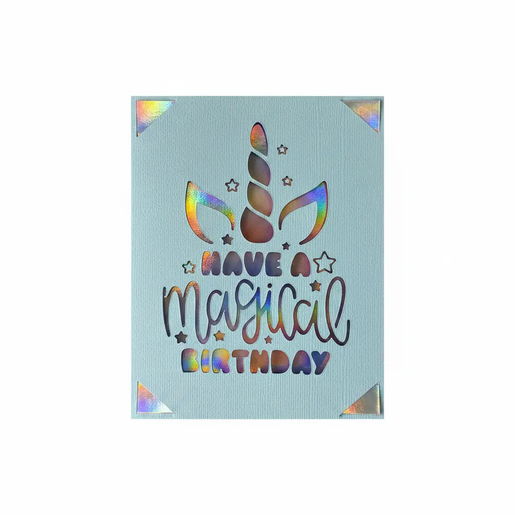 Birthday Card – Light Blue / Silver / Unicorn Magical | Phresh Fashion