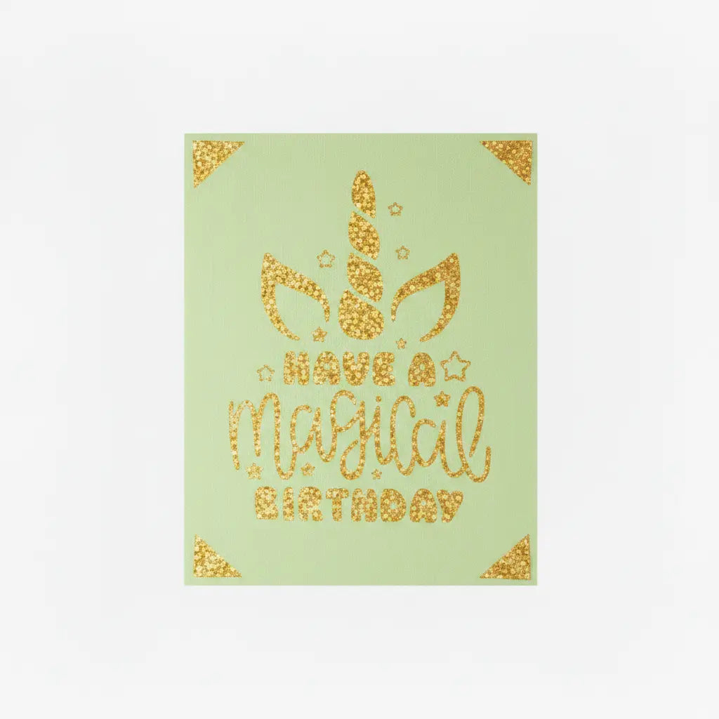 Birthday Card – Light Green / Gold / Unicorn Magical | Phresh Fashion