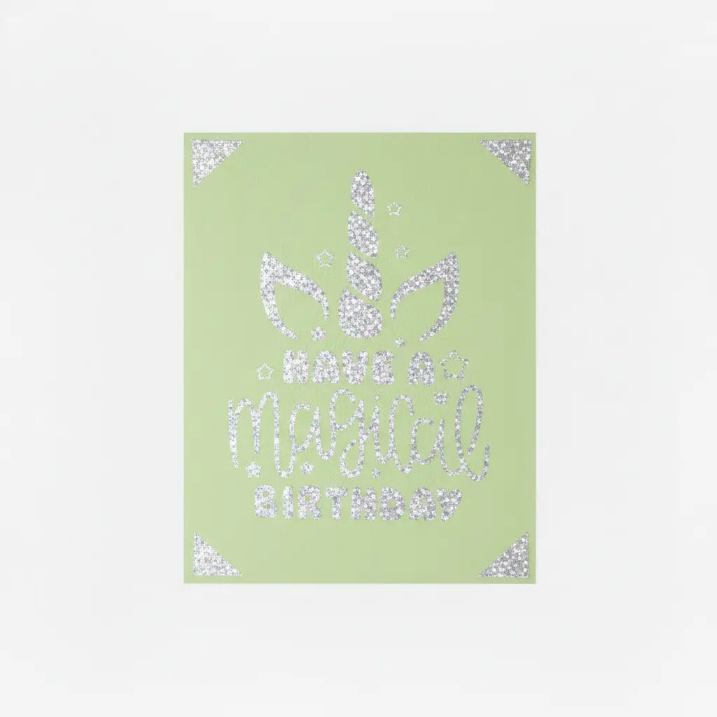 Birthday Card – Light Green / Silver / Unicorn Magical | Phresh Fashion