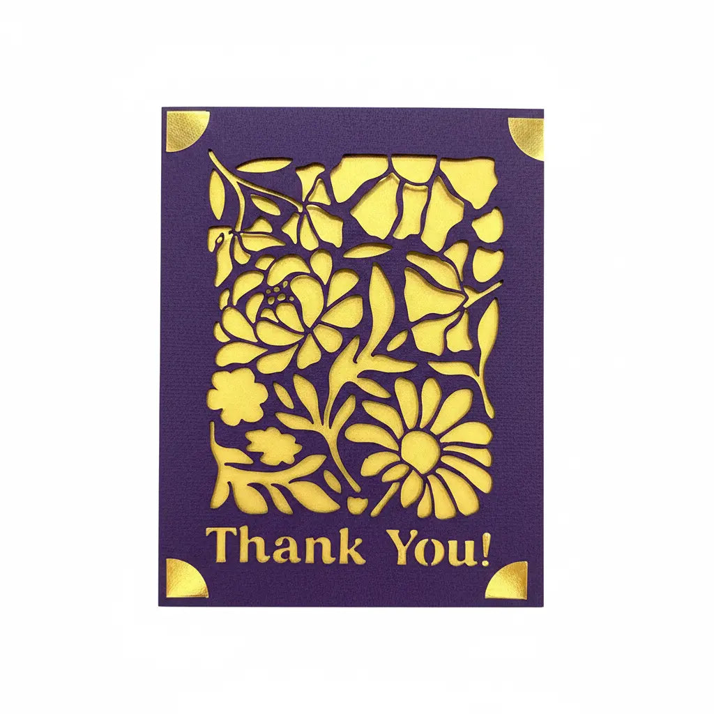 Thank You Card – Purple / Gold | Phresh Fashion